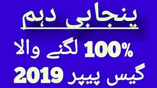 Punjabi Class 10th Guess Papers 2019 With 100% Guarantee