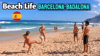 Badalona Beach 🇪🇸 | Playa De Barcelona | Beach Tour 4K