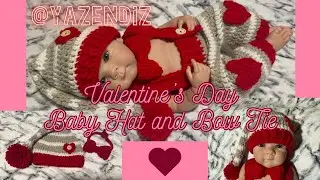 Crochet Valentine's Day Long Tail Baby Hat and Bow Tie Baby prop Free Pattern!