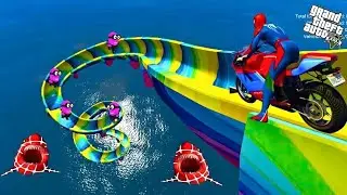 SPIDER-MAN's CRAZIEST Stunts: Surviving GTA's Most Dangerous Rainbow Roads