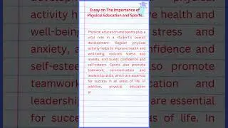 Essay on The Importance of Physical Education and Sports