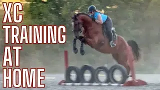 JUMPING TIRES ON MY HORSE?! 😱  More XC training and my friend canters my horse for the first time!