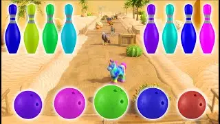 🎳🐪🔢 Bowling Ball Kinetic Sand Fiesta. Smash Animals Alphabet Numbers in Desert Learning Adventure