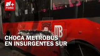 Gr&uacute;a Choca con Unidad de la L&iacute;nea 1 del Metrob&uacute;s sobre Insurgentes Sur en CDMX