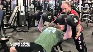 IFBB Pro Matt Masotti training chest at the East Coast Mecca.