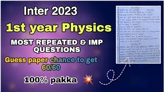 TS INTER PHYSICS IMPORTANT IPE QUESTIONS 2023 INTER 1ST YEAR 2023 IMP QUESTIONS PHYSCICS 60/60MARKS