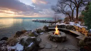 Lakeside Campfire Ambience with Relaxing Lakeshore Sounds for Sleep & Deep Relaxation