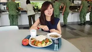 Senior nutritionist Regina Lim explaining the contents of a typical SAF cookhouse meal