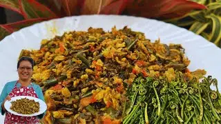 The King of Wild Greens! - Meena Keerai & Eggs Tasty Recipe | How to cook Fiddlehead Fern Shoots!