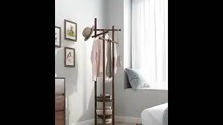 Nordic Style Solid Wood Rotating Coat Rack with Multi-Function Storage#clothing #home #bedroom