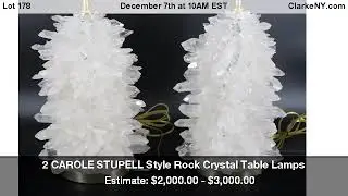 2 CAROLE STUPELL Style Rock Crystal Table Lamps