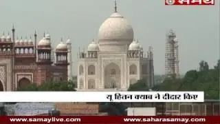 Myanmar President U Hiten Kyab visited Taj Mahal in Agra