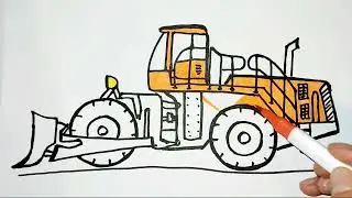 Bulldozer. How to draw a bulldozer for children.