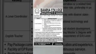 New Government Teaching Jobs - Bahria College Jobs #short #viralshort #youtubeshort #fypp