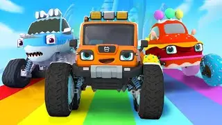 Monster Truck, Shark Truck, Ice Cream Truck | Nursery Rhyme & Kids Songs | BabyBus - Cars World