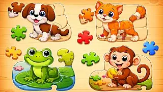Educational Puzzle with Animals Kids Game - Horse, Dog, Cat Puzzle | Android Gameplay