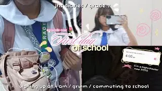 【jhs diaries】first day of school vlog ୭ ˚. ᵎᵎˎˊ˗  | waking up at 4 AM, grwm, commuting to school
