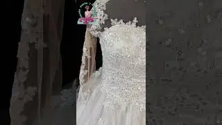 Vestido de novia, corset y falda circular con cauda