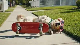 skateboard dog fall at the street crazy sad video 😔😔