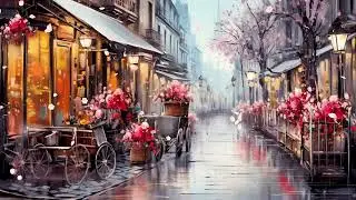 The Most BEAUTIFUL VALENTINE'S DAY AMBIENCE Background Video | with French Music & Rain Sounds