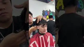 Low to mid taper fade blow out textured fringe with design For wavy coarse hair  cut#fyp #barber 