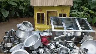 Miniature Steel Kitchen Set With Stand | Full Unboxing & Review | Realistic Mini Kitchen 
