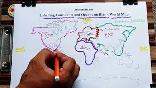 Labelling continents and oceans on blank world map || Hindi Urdu