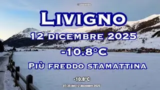 Livigno 12 dicembre 2025 con -10.8&deg;C e cielo leggermente rosso 