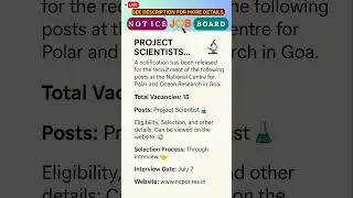 NCPOR Project Scientist Recruitment 2025 | 15 Vacancies | Walk-in Interview | Career Goal