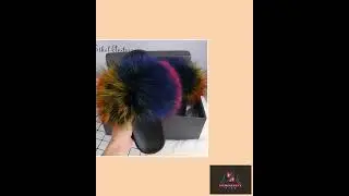 Furry Real Fox Fur Slippers Fluffy Cute Flip Flops