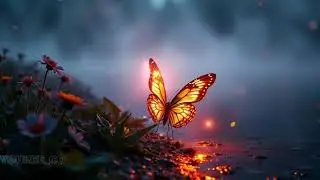 Gentle Piano and Flowing Water with Butterflies in a Calm Natural Setting