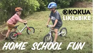 Homeschool activity! Balance bike fun indoors and outdoors/ KOKUA jumper a.k.a. LIKEaBIKE