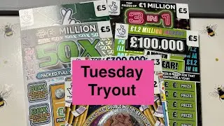 &pound;25 in play trying to mix it up with some &pound;5 cards #scratchcards #lottery #fypシ 