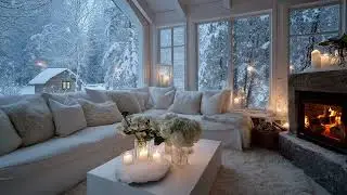 🍃 Minimalist White Lounge | Soothing Piano & Winter Wind (5 Hours) | Peaceful Mind Study Work Relax