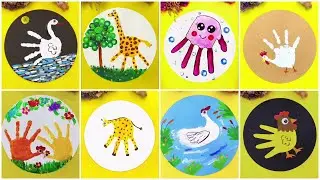 Handprint drawing tutorial | Cool hand drawing ideas | How to make Handprint Animal Drawing for Kids