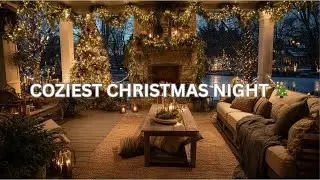 Cozy Christmas Porch Ambience 🎄✨ Fireplace Glow, Twinkling Lights & Peaceful Holiday Music