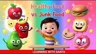 Healthy Food vs Junk Food 🥗🍔 | Good Food Bad Food for Kids | Learning with Santa