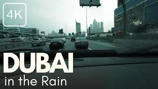 Dubai in the Rain 🌧️ | Calm 18-Minute Car Journey