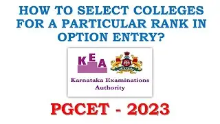 PGCET 2023 | How to Select Colleges for Option Entry