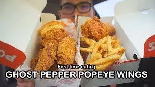 First time eating GHOST PEPPER POPEYE WINGS