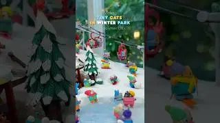 ⛸️Tiny cats in Winter Park⛄️ with Polymer Clay! #miniature #clay #catart #handmade #craft #diy