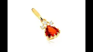 Jewelry &ndash; 585 gold pendant - red garnet triangle, shimmering clear zircons