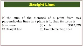 Locus of points, sum of distance from perpendicular lines is 1,  IIT JEE Previous Year Questions