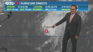 Friday 10PM Tropical Update: Hurricane Ernesto weakening
