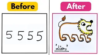 How To Draw Lion Drawing with 5 5 5 5 Easy | Step By Step | Easy Art For Beginners |