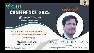 Dr. Diego Mart&iacute;nez Plaza &ndash; EU-SOLARIS & CSP Research Infrastructure in Europe | ICOSES 2025 Keynote