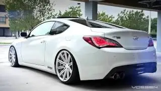 Stanced hyundai genesis on bags with vossen
