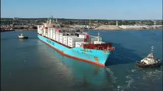 Southampton Docks Aerial View of 'Maersk Bulan' & 'Norwegian Star' 14/05/20