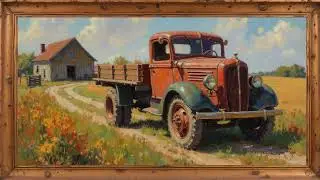 Vintage Truck on a Farm 4k screensaver frame tv art