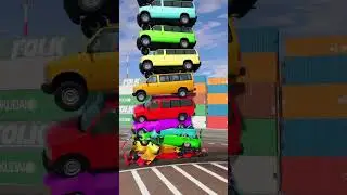 Ultimate Car & Bus Stacking Crash Test #cartoon #gta5 #india #cars #track #spiderman